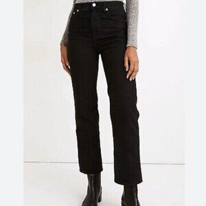 Madewell slim wide leg crop black jeans 28
